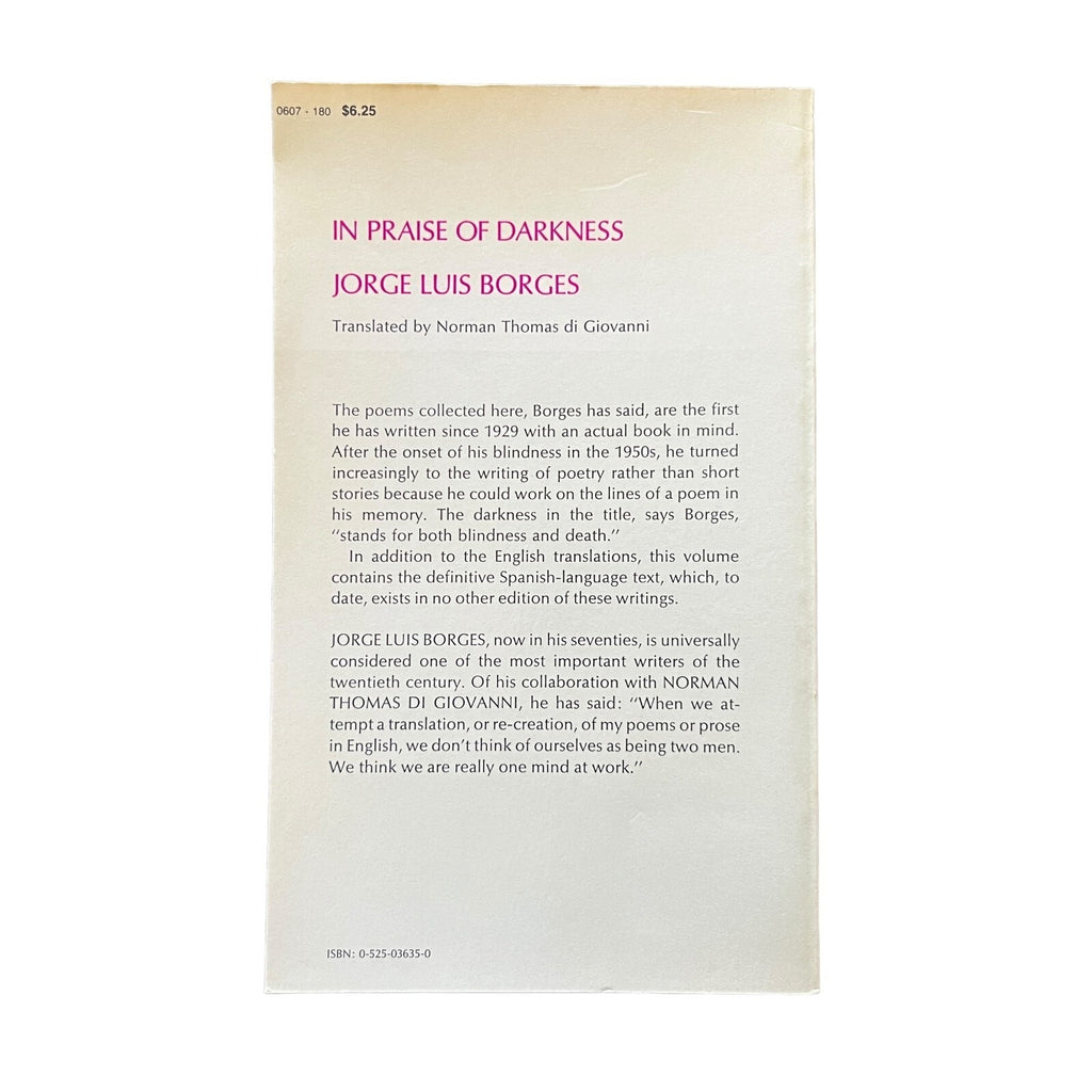 In Praise of Darkness by Jorge Luis Borges