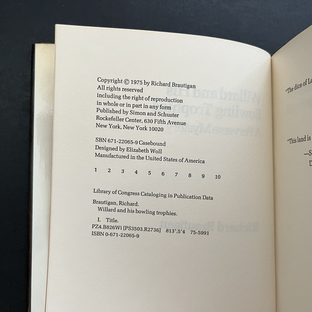 Willard and His Bowling Trophies by Richard Brautigan