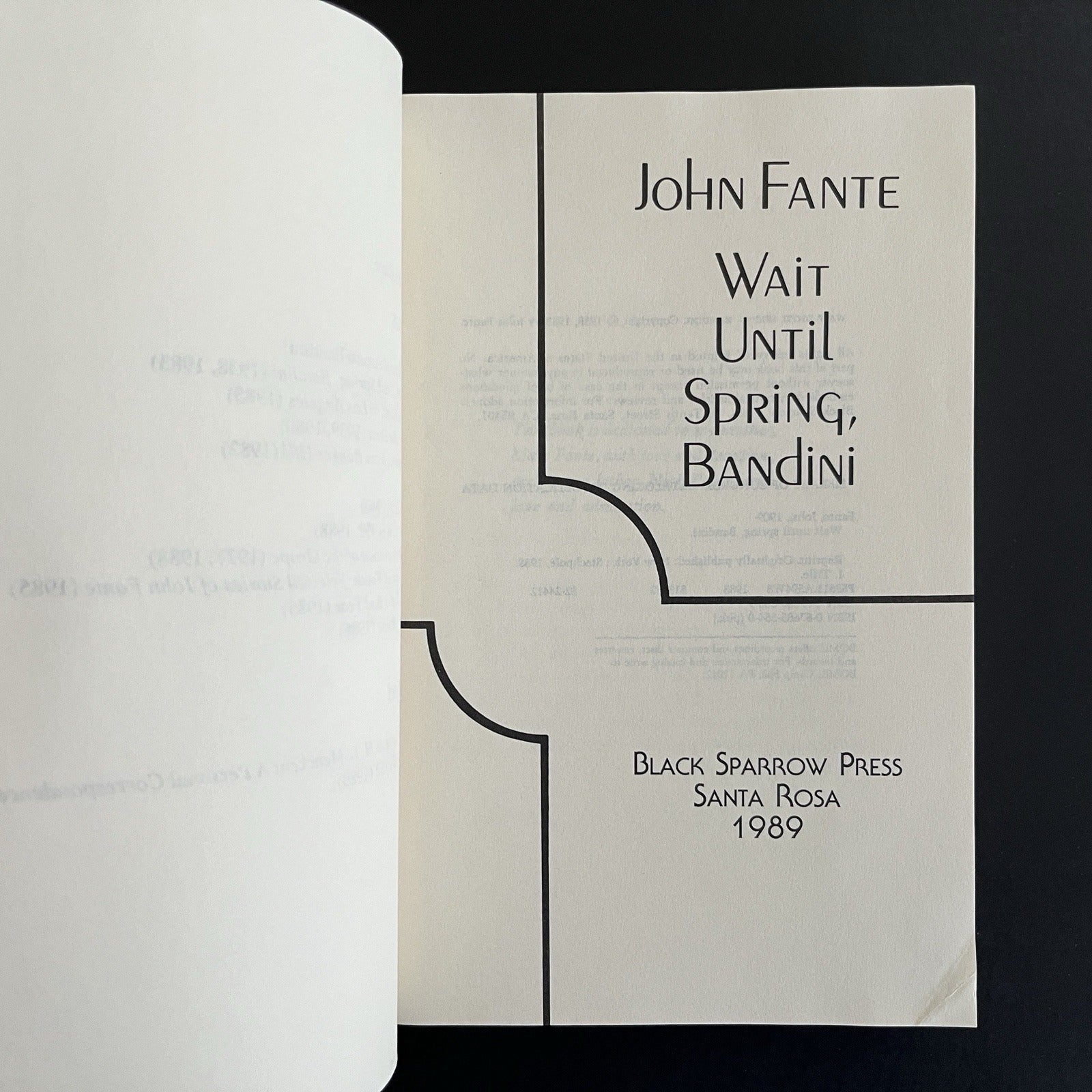 Wait Until Spring, Bandini by John Fante