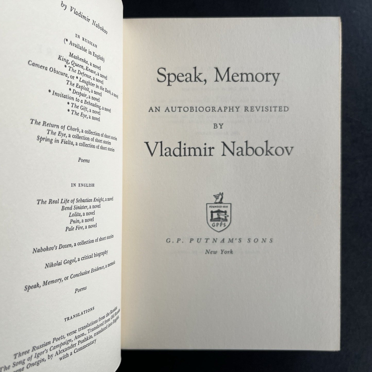 Speak, Memory by Vladimir Nabokov