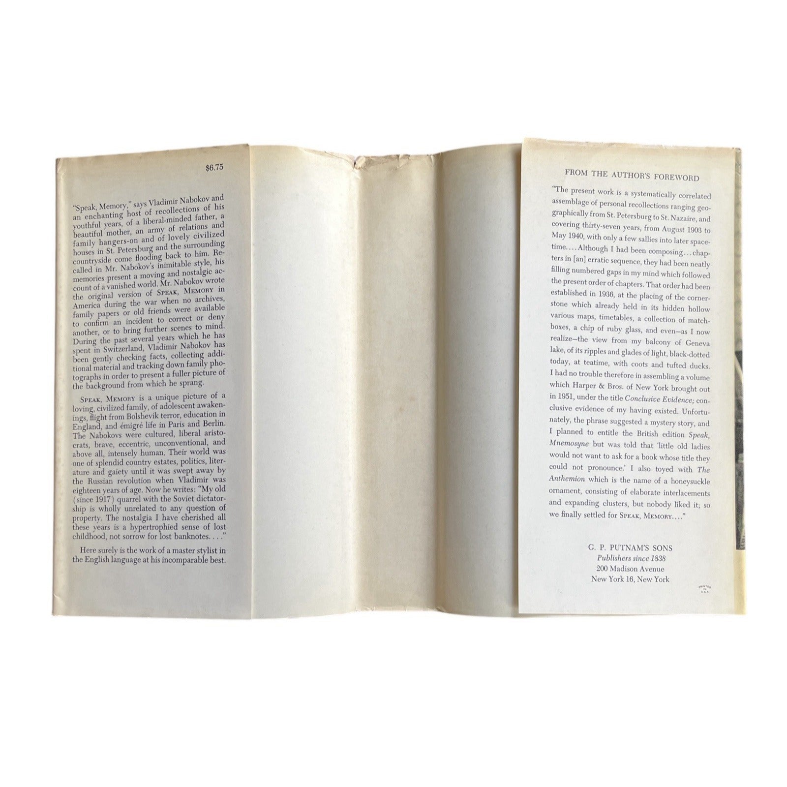 Speak, Memory by Vladimir Nabokov