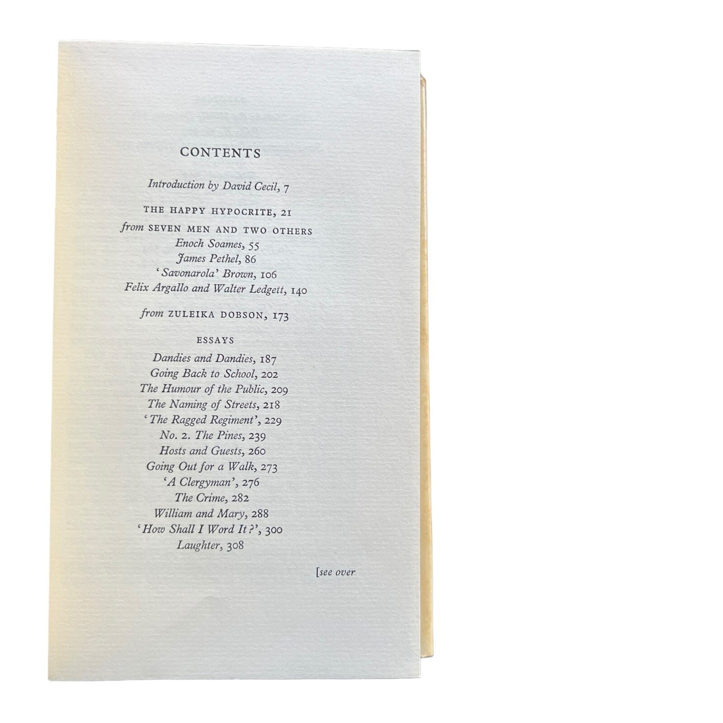 Max Beerbohm Selected Prose by David Cecil