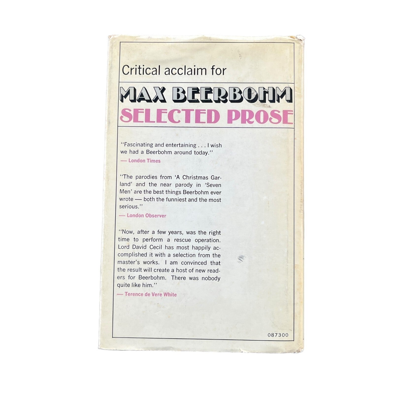 Max Beerbohm Selected Prose by David Cecil