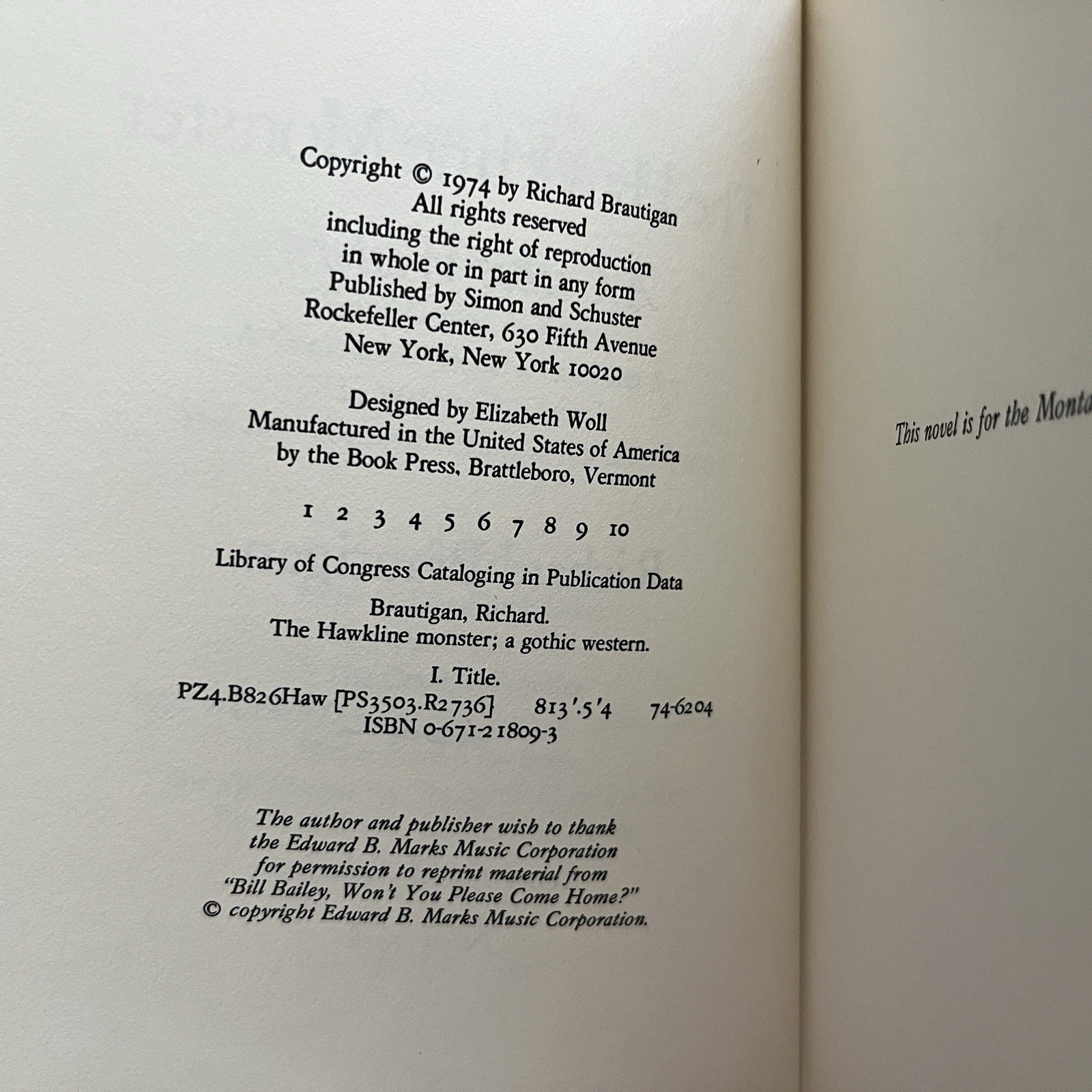 The Hawkline Monster: A Gothic Western by Richard Brautigan