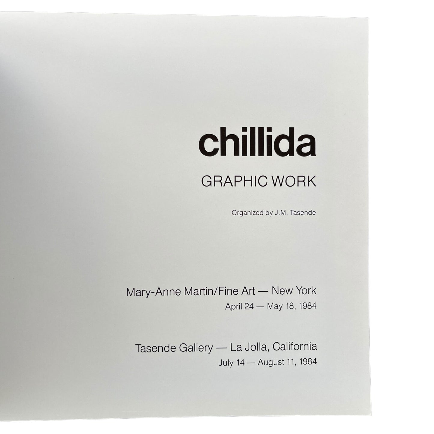 Eduardo Chillida Graphic Work Exhibition Catalog