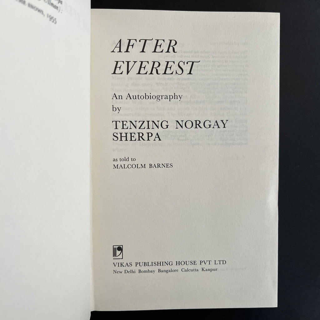 Tenzing After Everest: An Autobiography by Tenzing Norgay