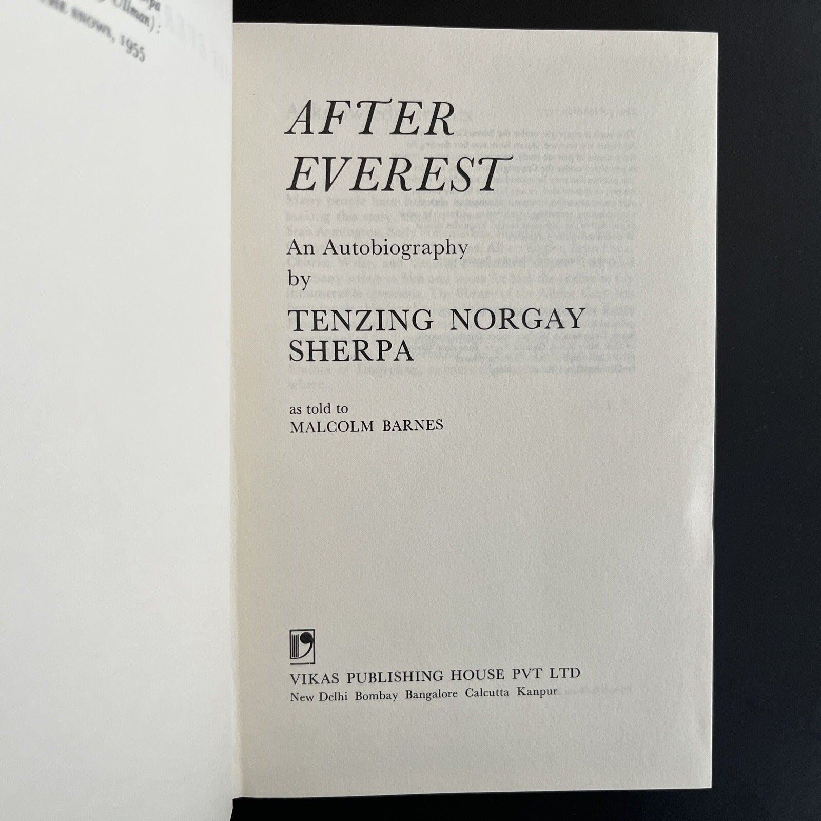 Tenzing After Everest: An Autobiography by Tenzing Norgay