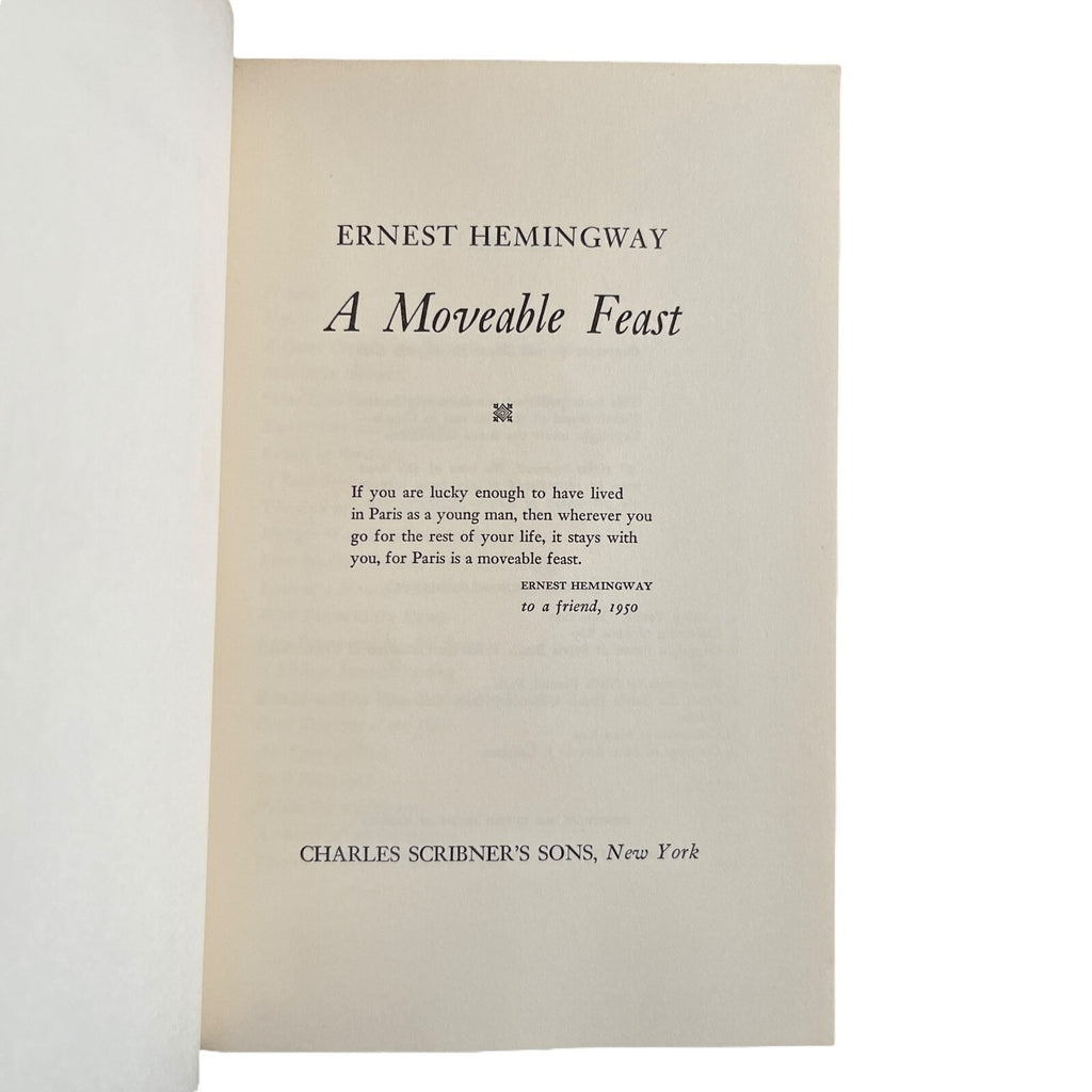 A Moveable Feast by Ernest Hemingway