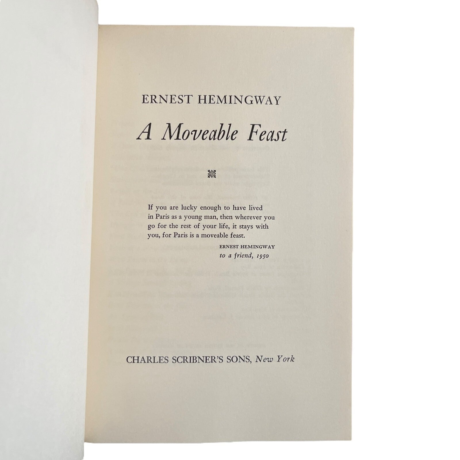 A Moveable Feast by Ernest Hemingway