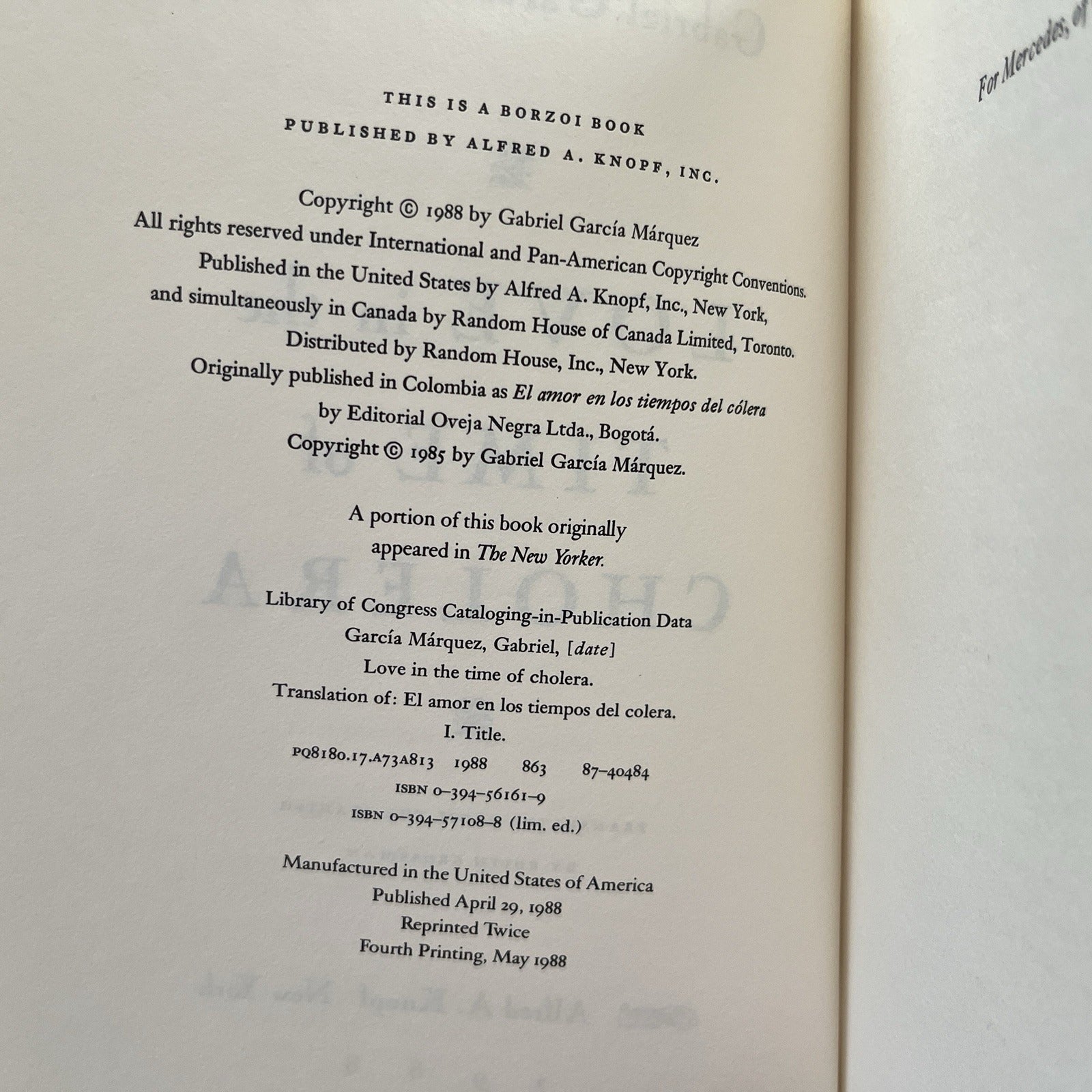 Love in the Time of Cholera by Gabriel Garcia Marquez